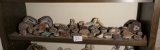 Shelf lot of assorted geodes, crystals