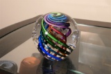 Vintage glass paperweight - Signed