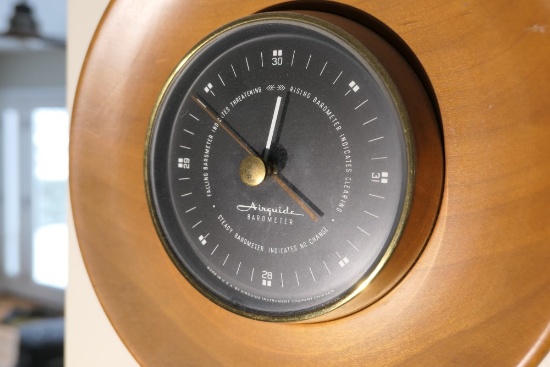 Vintage Airguide Barometer Mid Century Modern Set in Wood