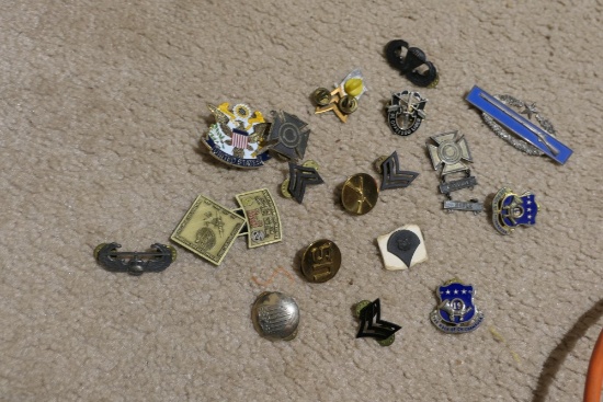 Group lot of military insignia, pins