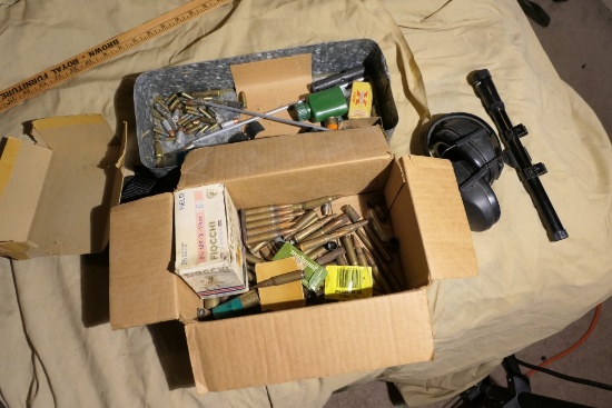 Group Lot Assorted Loose Ammo, Accessories, Scope