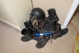 Harley Davidson Boots, helmet, mag light other shoes