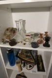 Shelf lot - toy, native american, music box, compass etc