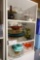 Shelves lot of assorted glass and more