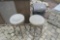 2 Stools and plastic garbage can