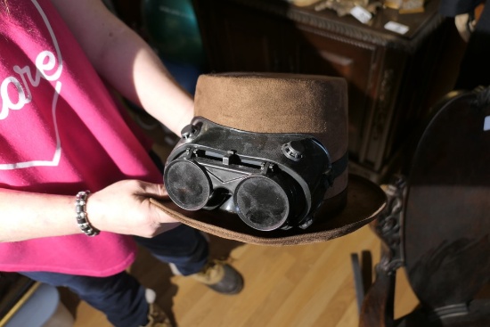 Old Style Hat with Welding Goggles