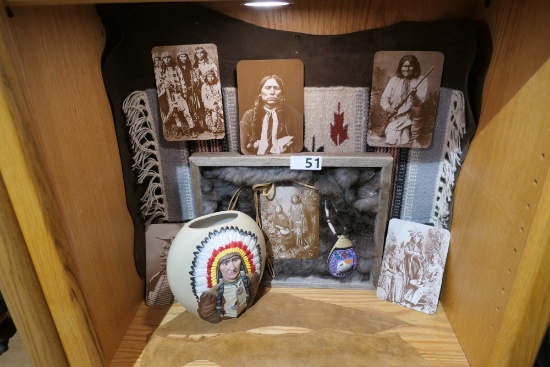 Display with assorted Native American items