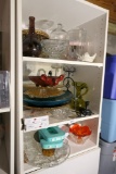 Shelves lot of assorted glass and more