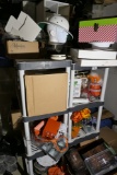 Assorted contents of shelves + Shelf units