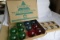 Nearly full box of Corning All American Christmas Tree Ornaments