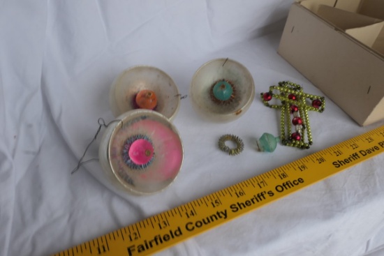 3 Reflector Antique Christmas Ornaments PLUS