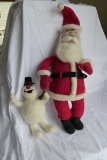 Vintage Felted Santa Claus and Snowman