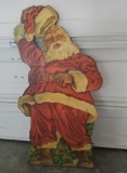Vintage Large Christmas Santa Lithograph backed by wood