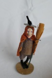 Antique Cheile and Crepe Paper Witch FIgure