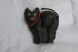 Antique Cardboard black cat Halloween Candy Container.