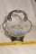 Victorian Vaseline Glass Edge Scalloped edge bowl in holder