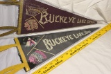 2 Antique Buckeye Lake Pennants with Indian Themes