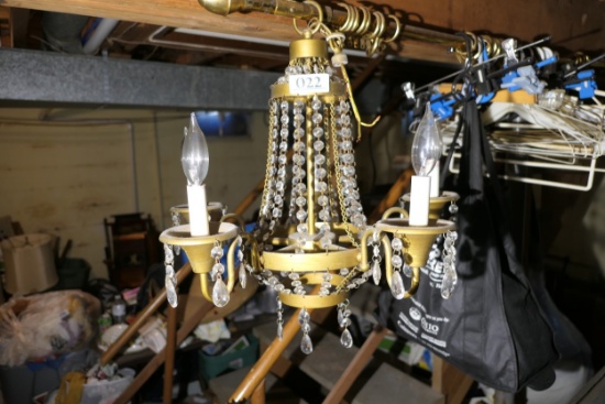 Vintage Metal and Crystal Chandelier