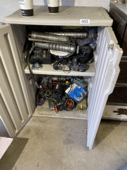 Plastic storage cabinet and contents