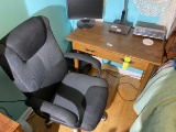 Vintage wooden desk, office chair