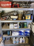 Contents of 5 garage shelves lot