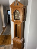 Large Vintage Oak Grandfather Tall Case Clock