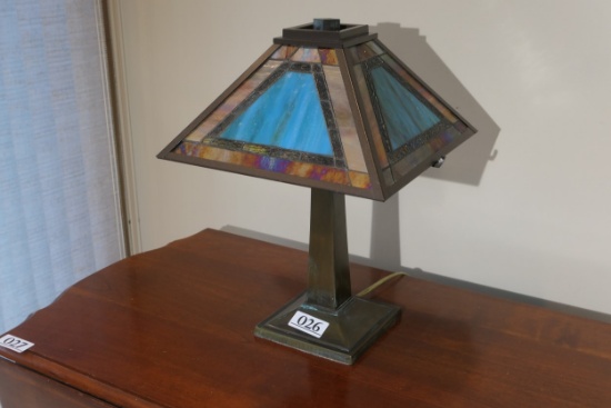 Nice unusual stained glass desk lamp