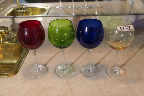 Group of 4 multi-color glasses or goblets