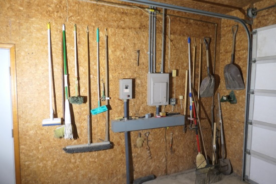 Group lot of assorted hand tools etc in garage