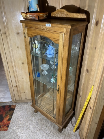 Vintage Oak wood Curio Cabinet