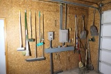 Group lot of assorted hand tools etc in garage