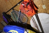 Nets, life jackets, bed frame, table top, float