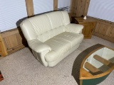 Vintage Italian White Leather Couch