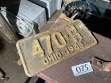 Extremely Rare 1943 Ohio License Plate