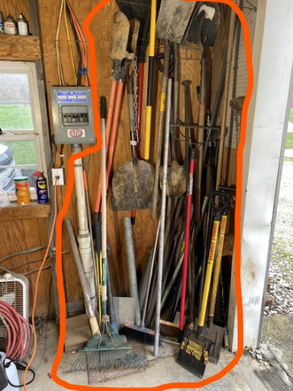 Corner lot of assorted hand tools