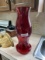 Unusual Ruby Red Glass Hurricane Candle Holder with Base