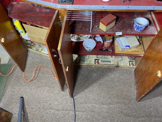 Contents of kitchen cabinets including Pyrex