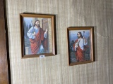 Pair of paint by number Jesus framed paintings