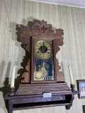 Antique kitchen clock plus candle holders