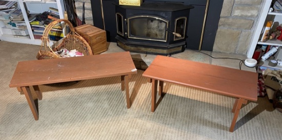 Pair of vintage wooden benches