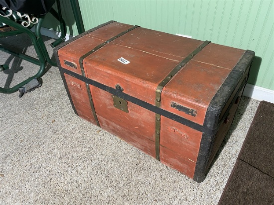 Nice mid 19th century antique wooden trunk