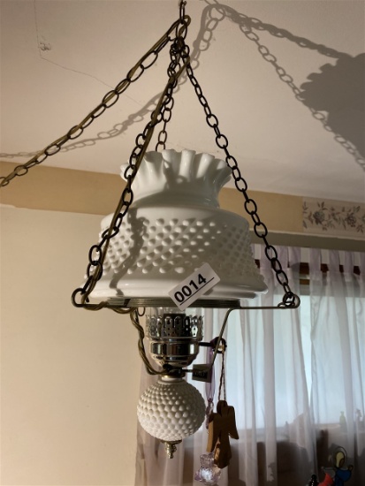 Vintage Milk Glass Hobnail hanging lamp