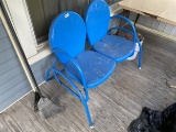 Vintage Blue Metal Porch Swing Double Seat
