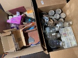 Box of canning jars w/nails etc PLUS