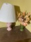Pink lamp and small green vase