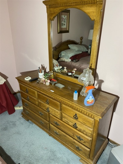 Vintage oak dresser with mirror