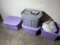 Four totes of misc basement items, figurines etc