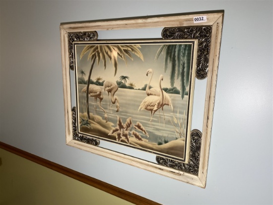 Mid Century Modern Turner Flamingo print in frame