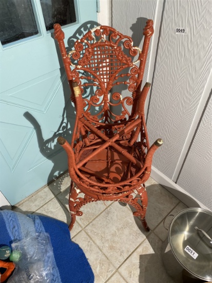 Older fancy Wicker Chair and Footstool
