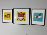 Group of four prints depicting silly animals